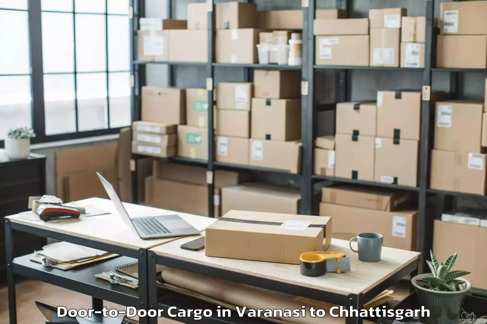 Varanasi to Op Jindal University Raigarh Door To Door Cargo Booking